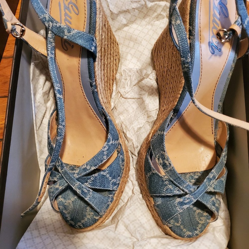 Gucci Wedge Jean Sandals